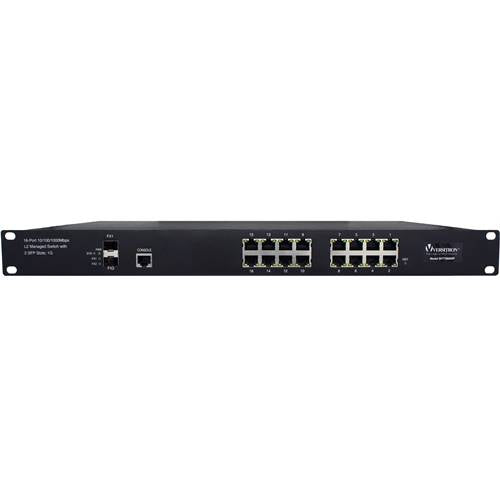 18-Port Managed Industrial PoE Switch | 16-RJ45 Ethernet Ports, 2-SFP Fiber Ports