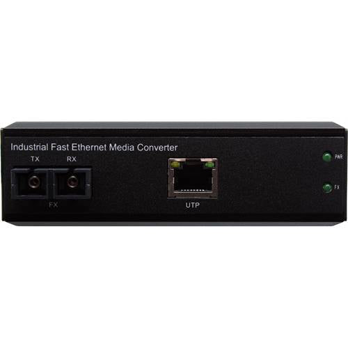 10/100TX-FX Industrial Media Converter | 1-Fast Ethernet RJ45 Port, 1-SC Fiber Port, MM