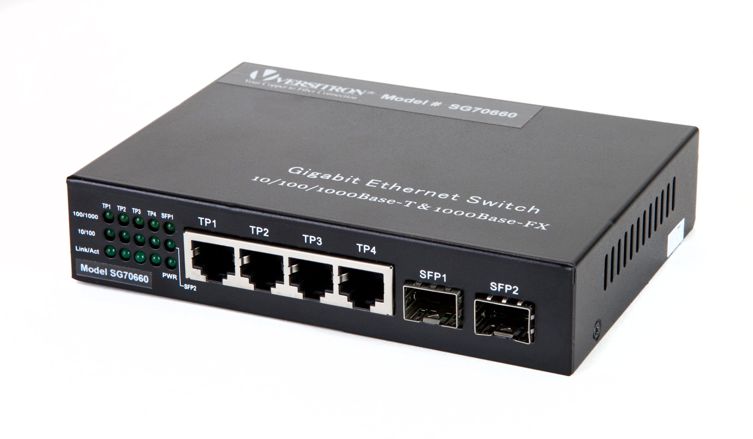 6-Port Unmanaged Switch | 4-RJ45 Ethernet Ports, 2-SFP Fiber Ports