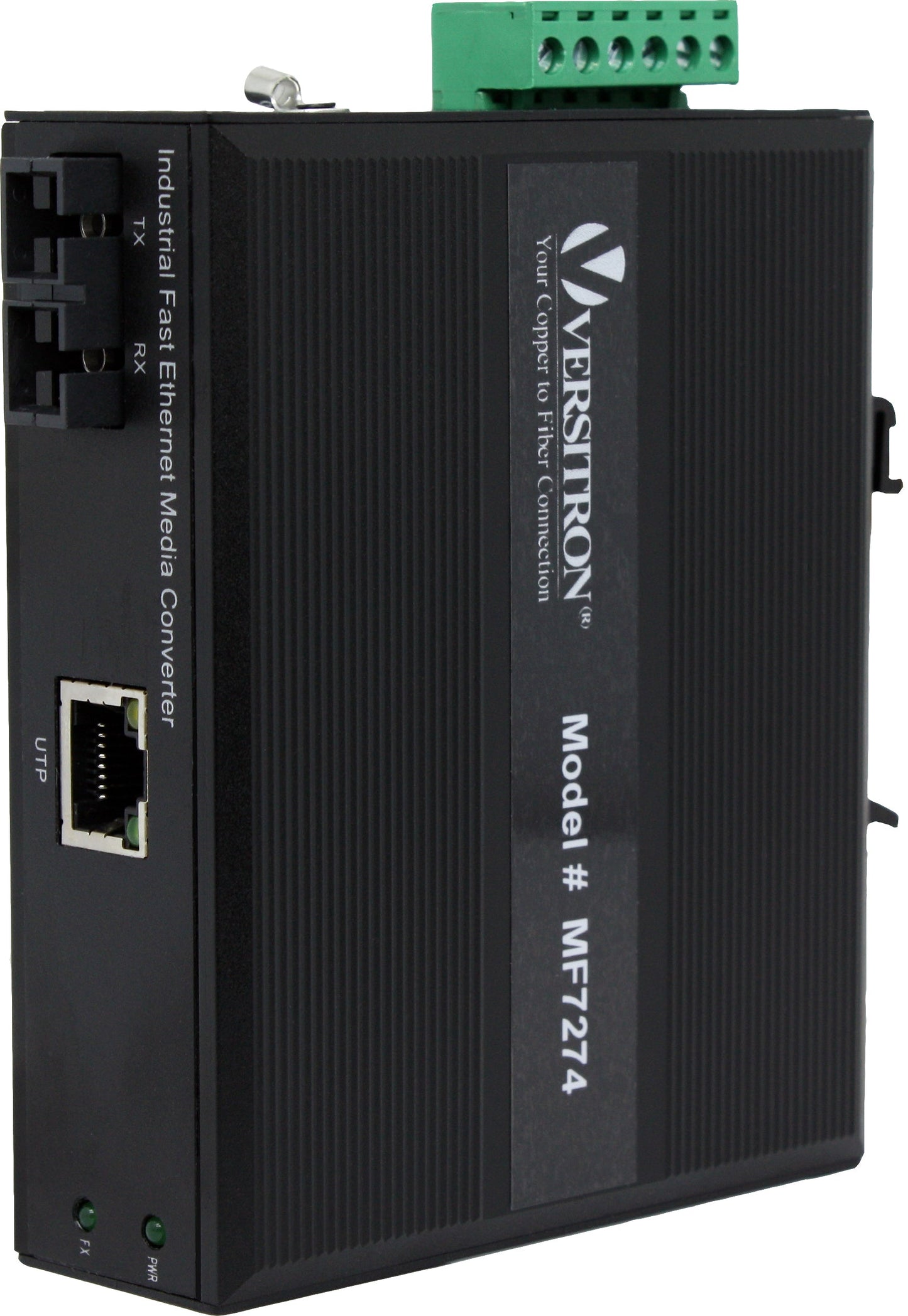 10/100TX-FX Industrial Media Converter | 1-Fast Ethernet RJ45 Port, 1-SC Fiber Port, MM