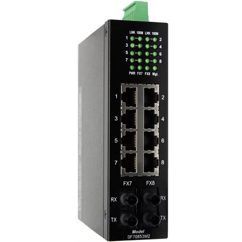 10-Port Managed Industrial Switch | 8-10/100, 2-100FX MM ST