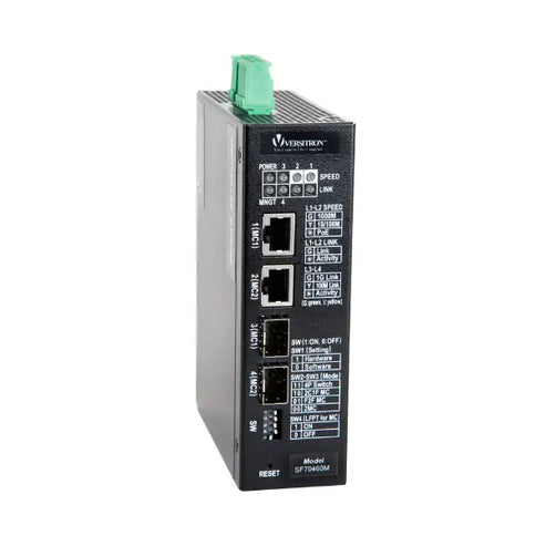 4-Port Managed Industrial Switch | 2-RJ45 Ethernet Ports, 2-SFP Fiber Ports
