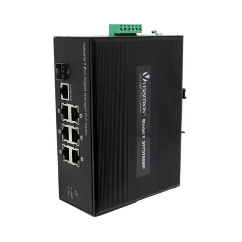 7-Port Managed Industrial PoE+ Switch | 6-RJ45 Ethernet Ports, 1-SFP Fiber Port