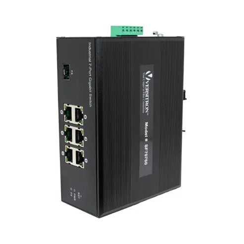 7-Port Unmanaged Industrial Switch, 6-RJ45 Ethernet Ports, 1-SFP Fiber Port