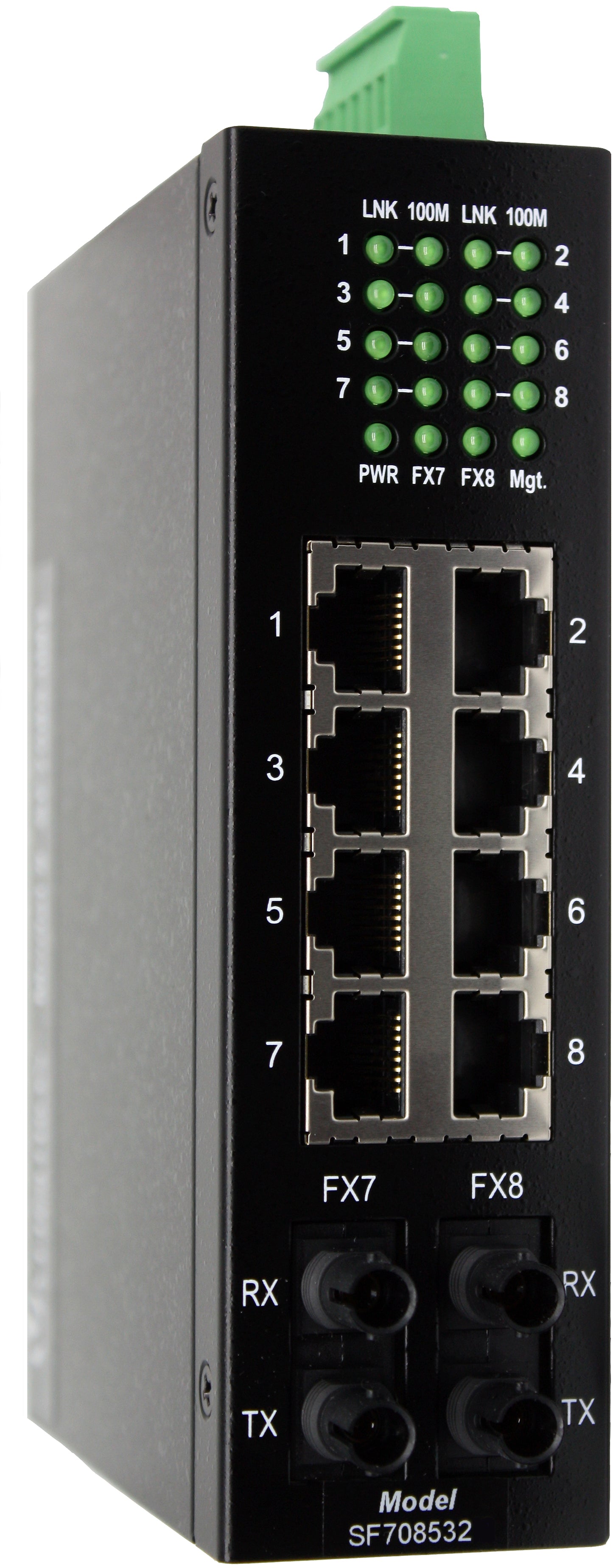 10-Port Unmanaged Industrial Switch | 8-10/100 Ethernet, 2-100FX MM ST