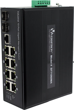 10-Port Managed Industrial Switch | 8-RJ45 Ethernet Ports, 2-SFP Fiber Ports