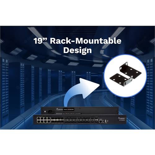 28-Port Managed Switch | 8-RJ45 Ethernet Ports, 20-SFP Fiber Ports