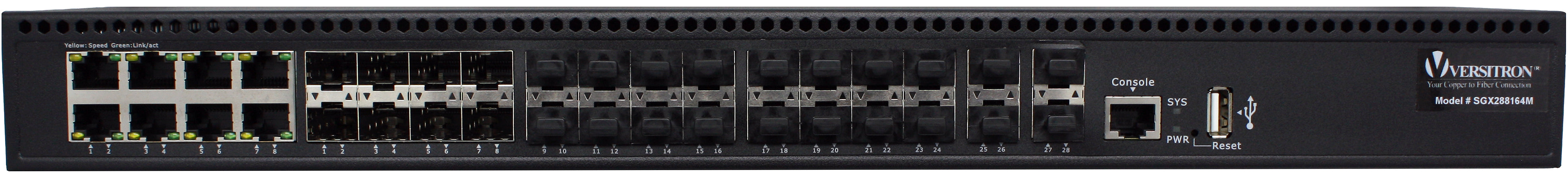 28-Port Managed Switch | 8-RJ45 Ethernet Ports, 20-SFP Fiber Ports