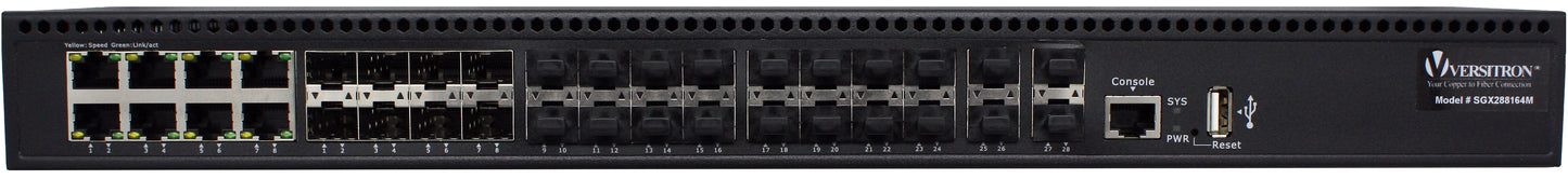 28-Port Managed Switch | 8-RJ45 Ethernet Ports, 20-SFP Fiber Ports