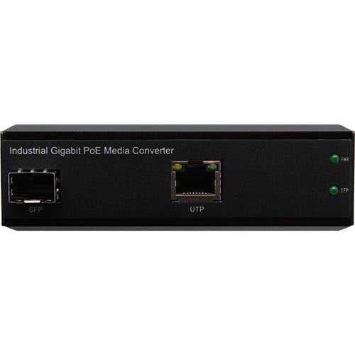 PoE+ Gigabit Industrial Media Converter | 1-RJ45 Ethernet Port, 1-SFP Fiber Port