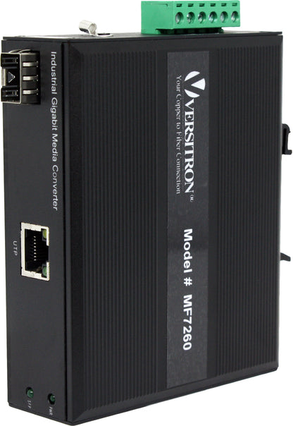 Gigabit Industrial Media Converter | 1-RJ45 Ethernet Port, 1-SFP Fiber Port