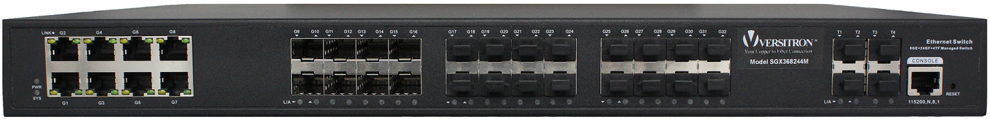 36-Port Managed Switch | 8-RJ45 Ethernet Ports, 28-SFP Fiber Ports