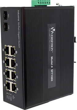 10-Port Unmanaged Industrial Switch | 8-RJ45 Ethernet Ports, 2-SFP Fiber Ports