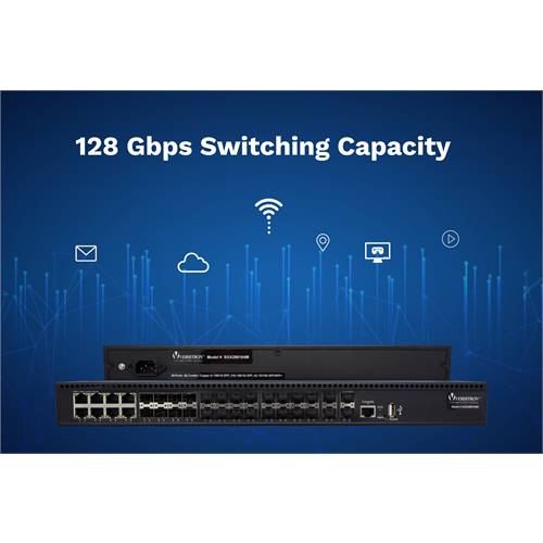 28-Port Managed Switch | 8-RJ45 Ethernet Ports, 20-SFP Fiber Ports