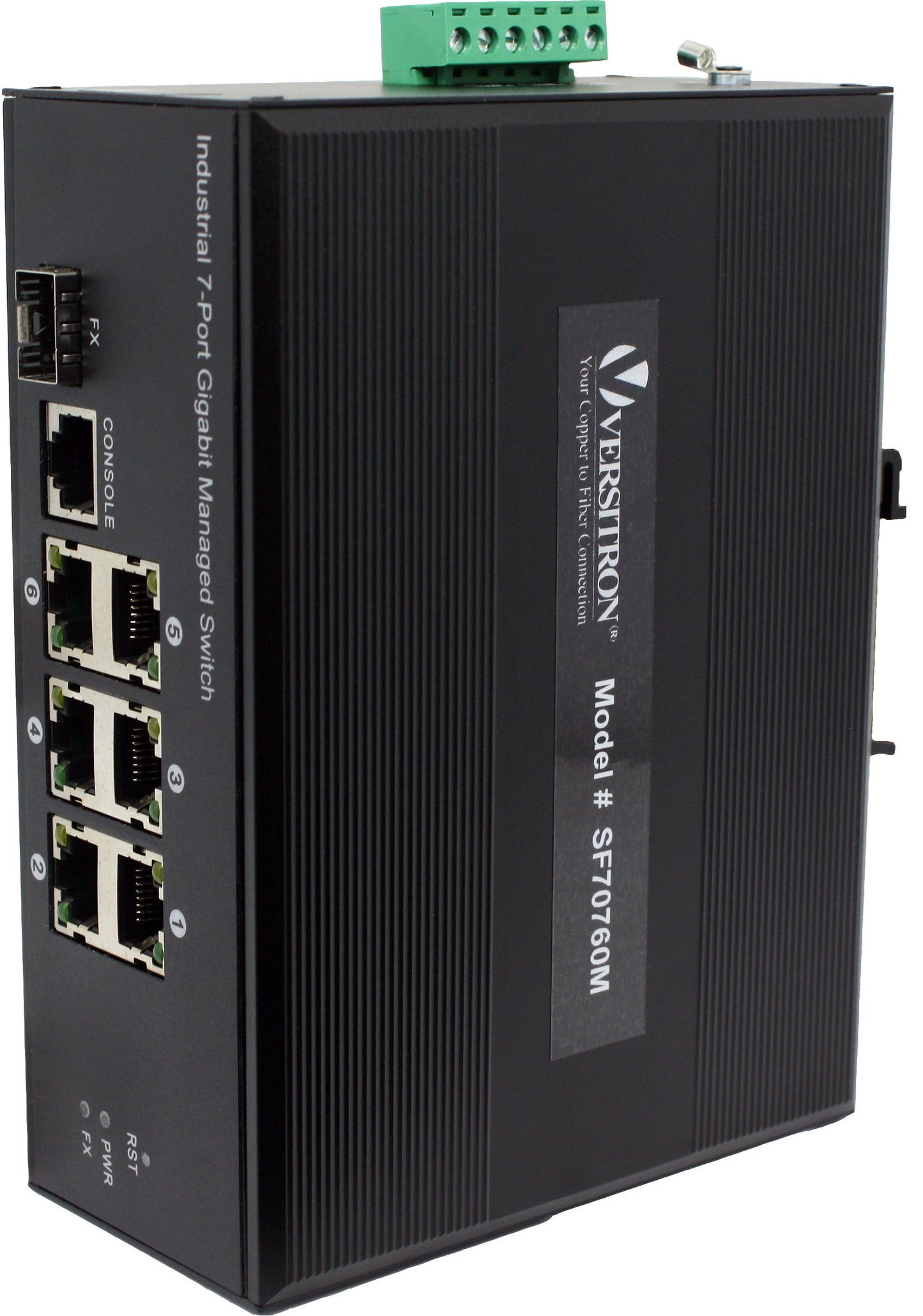 7-Port Managed Industrial Switch | 6-RJ45 Ethernet Ports, 1-SFP Fiber Port