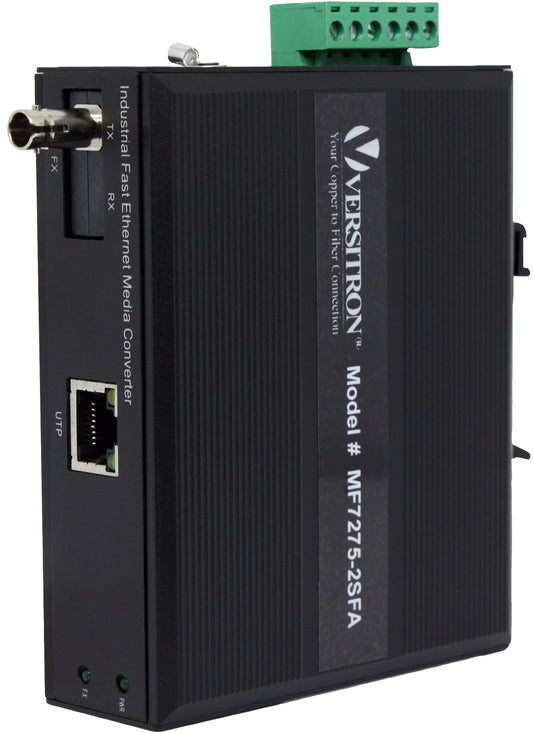 10/100TX-FX Single Fiber Industrial Media Converter | 1-RJ45 Ethernet Port, 1-ST Fiber Port