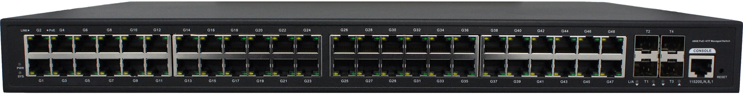 52-Port Managed Switch | 48-RJ45 Ethernet Ports, 4-SFP Fiber Ports